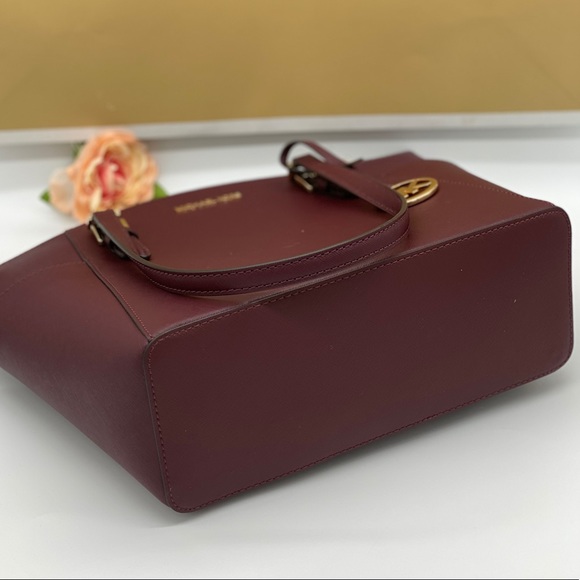 MICHAEL KORS CHARLOTTE LARGE TOP ZIP TOTE DARK CHERRY NWT - Picture 13 of 16